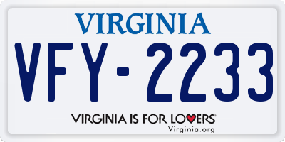 VA license plate VFY2233