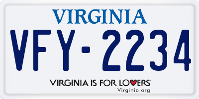 VA license plate VFY2234