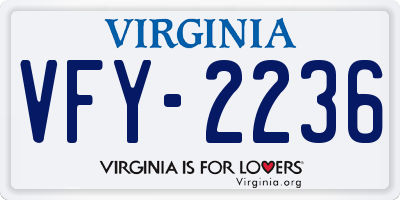 VA license plate VFY2236