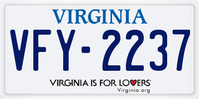VA license plate VFY2237