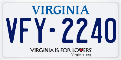 VA license plate VFY2240