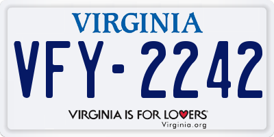 VA license plate VFY2242