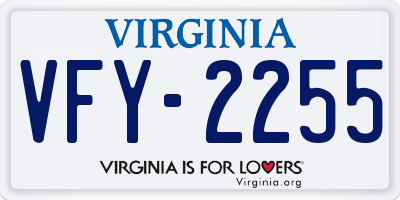 VA license plate VFY2255
