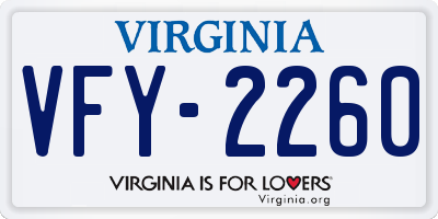 VA license plate VFY2260