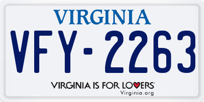 VA license plate VFY2263