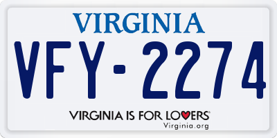VA license plate VFY2274