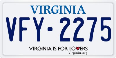 VA license plate VFY2275
