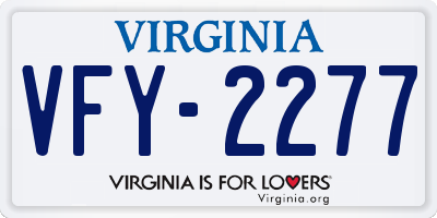 VA license plate VFY2277