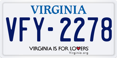 VA license plate VFY2278