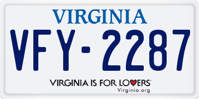 VA license plate VFY2287