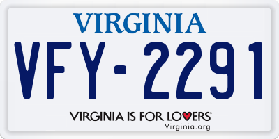 VA license plate VFY2291
