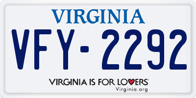 VA license plate VFY2292
