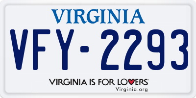 VA license plate VFY2293