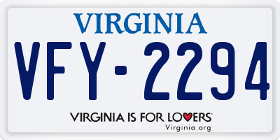 VA license plate VFY2294