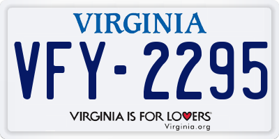 VA license plate VFY2295