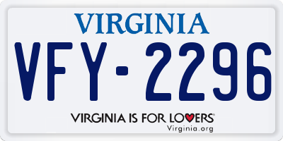 VA license plate VFY2296