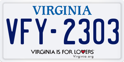 VA license plate VFY2303