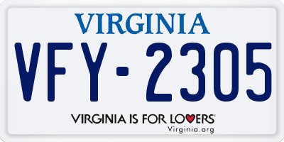 VA license plate VFY2305