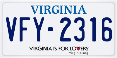 VA license plate VFY2316