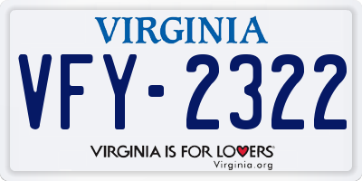 VA license plate VFY2322