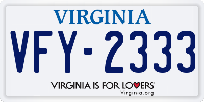 VA license plate VFY2333