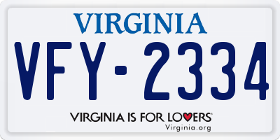 VA license plate VFY2334