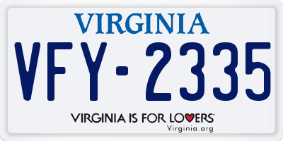 VA license plate VFY2335