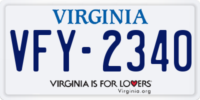 VA license plate VFY2340