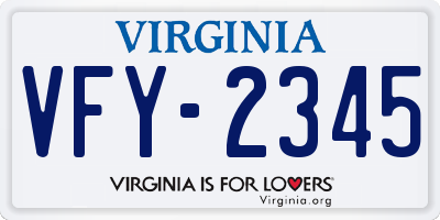 VA license plate VFY2345
