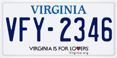 VA license plate VFY2346