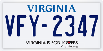 VA license plate VFY2347