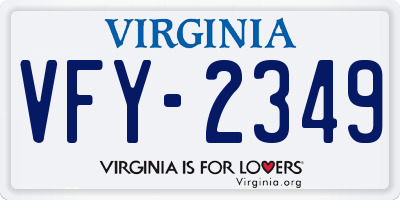 VA license plate VFY2349