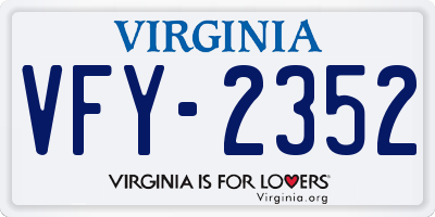 VA license plate VFY2352