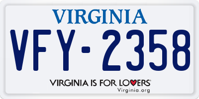 VA license plate VFY2358