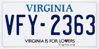 VA license plate VFY2363