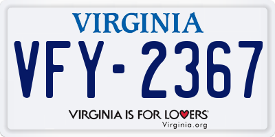VA license plate VFY2367