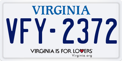 VA license plate VFY2372