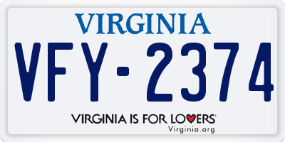 VA license plate VFY2374