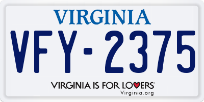 VA license plate VFY2375