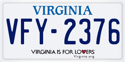 VA license plate VFY2376