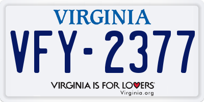 VA license plate VFY2377
