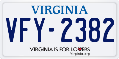 VA license plate VFY2382