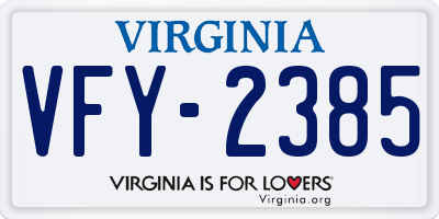 VA license plate VFY2385