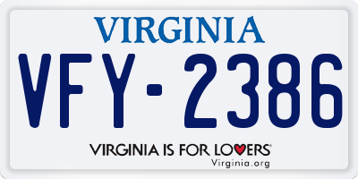 VA license plate VFY2386