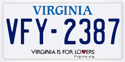 VA license plate VFY2387