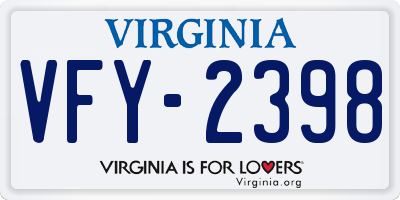 VA license plate VFY2398
