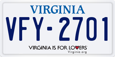 VA license plate VFY2701