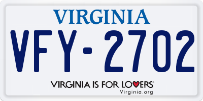 VA license plate VFY2702
