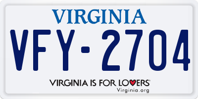 VA license plate VFY2704