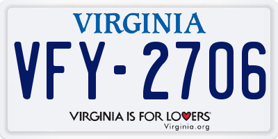 VA license plate VFY2706